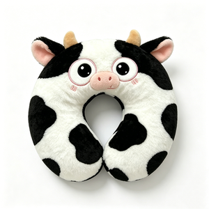 Cow print U-shaped travel <b>pillow</b>, Plush cow <b>neck</b> support <b>pillow</b>, Cute cow travel <b>pillow</b> ,Animal-shaped cow <b>neck</b> <b>pillow</b> - Product Image 1