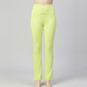Pantalon droit mi-taille pour femme REDDITO, longueur cheville, en velours côtelé uni, respirant, écologique, séchage rapide, nylon et coton - Product Image 1
