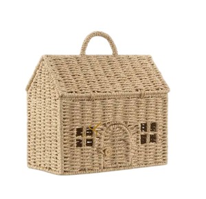 Wholesale Seagrass House Shaped Storage Basket Handwoven Wicker Dollhouse Organizer Bin Creative Kids <b>Toy</b> <b>Suitcase</b> - Product Image 3