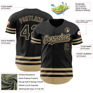 Camiseta de Béisbol Bordada Personalizada, Uniforme de Equipo Personalizado, Sublimación, Camisetas con Botones Completos, Transpirables para Hombre, 100% Poliéster - Product Image 4