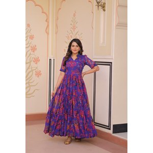 ชุดเดรสทรงเอไลน์สวยงามพร้อมลายดอกไม้พิมพ์ลายสบายตา ผ้าชีฟองเอวทรงเอ็มไพร์ เหมาะสำหรับงานปาร์ตี้ - Product Image 2