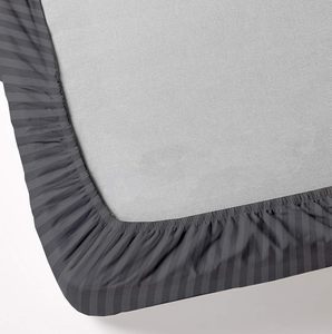 Juego de Sábanas Planas y Ajustables de 4 Piezas, Gris Moderno, con Rayas Tejidas Satinadas, para Uso Doméstico y Hotelero, Tela de Microfibra de 140GSM, Patrón de Rayas de 1cm - Product Image 3