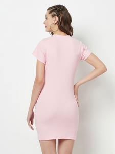 Vestido ajustado de manga corta acanalado más vendido, minivestido de punto acanalado al por mayor - Product Image 4