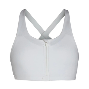 Women's Workout Sports Bras Cross Back Front Zipper White Yoga Crop Tank Top Padded Lightweight Plus Size Fitness Backless Bra - Product Image 4