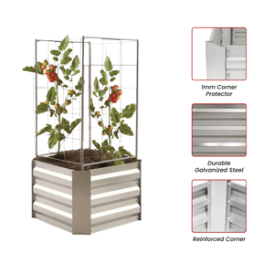 Raised Garden Bed Outdoor Garden Beds for Vegetables Galvanized Metal Hexagon Planter with <b>Trellis</b> GB025 - Product Image 3