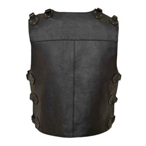 New Arrival Men's Breathable Quick Dry <b>Leather</b> <b>Biker</b> <b>Vest</b> with Customized Color & Size % Genuine Cowhide - Product Image 2