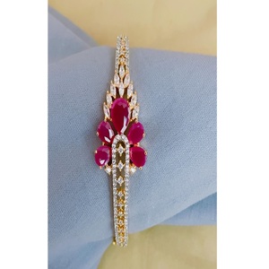 Stunning Premium Quality Gold Plated Brass <b>Charm</b> Bracelet with Zircon Stone for Women Girls Trendy Party Wear - Product Image 1