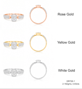 Bague en or rose de luxe certifiée IGI avec 25 diamants de laboratoire taille émeraude – Idéale pour fiançailles, mariages, anniversaires et célébrations – Élégante - Product Image 1