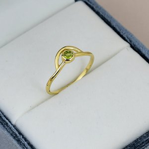 Solid 925 Sterling Silver <b>Peridot</b> <b>Ring</b> Bezel Setting Minimalist Gemstone <b>Ring</b> Gold Plated Geometric Band Everyday Wear <b>Ring</b> - Product Image 2