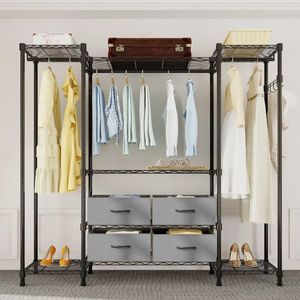 Appendiabiti in Metallo Resistente, Portatile, con Cassetto in Tessuto, Sistema Organizzatore per Armadio Domestico - Product Image 6