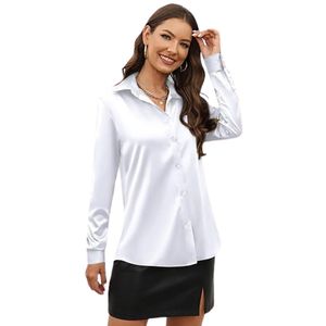 1. Women Silky Leopard Print <b>Shirt</b> Soft Satin Long Sleeve Button Up Blouse Fashion Casual Office <b>Party</b> Top Custom Wholesale - Product Image 1