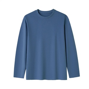 High Quality Full Sleeve T Shirt for Men 100% Cotton Plain Clothes Fashion Men's Breathable Round Neck <b>Long</b> Sleeve Men's Shirts - Product Image 1