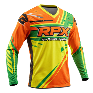 Jersey de Motocross de Manga Larga de Alta Calidad en Naranja, Verde y Amarillo, Personaliza Tu Diseño, Duradero, de Secado Rápido, Jerseys de Motocross de la Mejor Calidad - Product Image 1