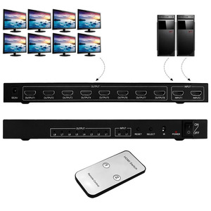 SYONG Répartiteur <span class=keywords><strong>HDMI</strong></span> 2x8 Full HD 4K 3D <span class=keywords><strong>Commutateur</strong></span> Vidéo <span class=keywords><strong>HDMI</strong></span> 2x8 Diviseur <span class=keywords><strong>2</strong></span> entrées 8 sorties Double Affichage pour <span class=keywords><strong>PC</strong></span> vers TV HD Moniteur Projecteur - Product Image 3