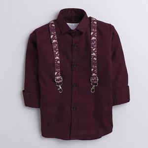 เสื้อสายเดี่ยวพิมพ์ลายทางลาย Polka tots-Maroon - Product Image 1