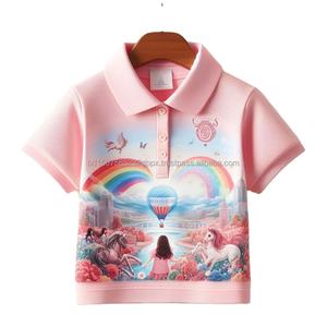 Camisetas de polo de verano estampadas de diseñador para chicas, ropa de calle informal de algodón de punto de manga corta cómoda de Bangladesh - Product Image 2