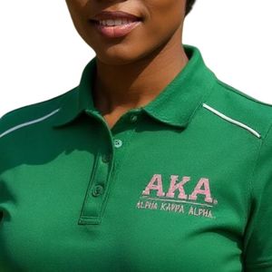 Polo de Manga Corta Verde para Mujer con Logotipo Bordado en Rosa, Cuello Camisero, Informal, de Algodón, Uniforme de Golf, Suave, Cómodo y a la Moda - Product Image 4
