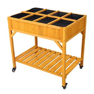 Jardinière personnalisable à 8 compartiments avec roues verrouillables et drainage pour herbes, légumes et fleurs - Product Image 1