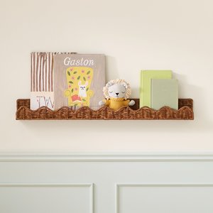 Étagère à livres étroite à bords festonnés pour coin, en rotin, murale, de qualité supérieure, pour rangement - Product Image 3