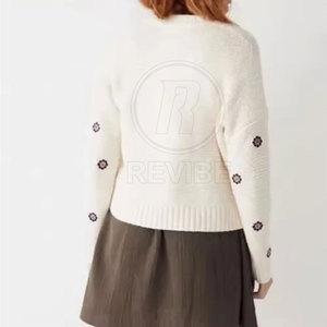 Suéteres transpirables de manga larga para mujer, ropa 100% algodón y lana, suéteres para mujer en venta en línea - Product Image 5