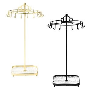 Minimalist Brass T-Bar Necklace Stand With White Marble Base Round Design For Indoor Bedroom Use Durable Home Decor - Product Image 3