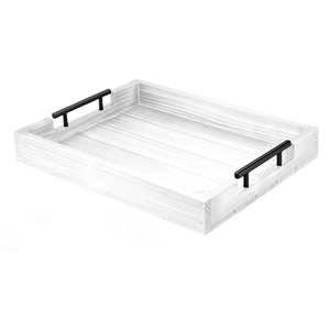 Bandeja decorativa de madera de pino con asas rústicas Bandeja de servicio Vintage para comidas de café o aperitivos en la mesa de comedor o mesa central - Product Image 1