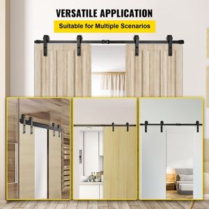 Kit Ferramenta per Porta Scorrevole in Acciaio al Carbonio da 9FT, Capacità di Carico 330LBS, Kit per Porta Scorrevole Doppia - Product Image 2