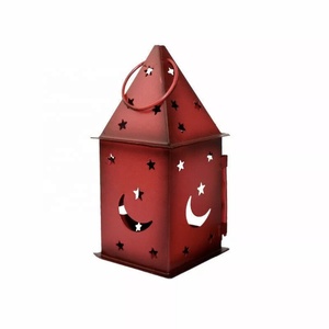 Wholesale Red Metal <b>Christmas</b> Lanterns With Star Moon And <b>Tree</b> Cutouts For <b>Christmas</b> Home Decoration - Product Image 5