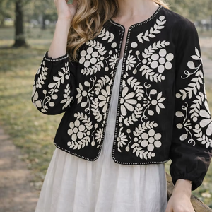 Chaqueta de Invierno para Mujer con Diseño Suzani Bordado a Mano, Tela Blanca, Regalo para Damas de Honor o Ropa de Mujer, Venta al Por Mayor OEM ODM - Product Image 1