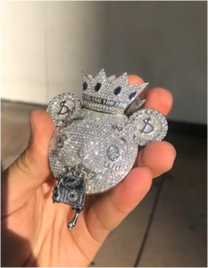 Pendentif pour homme en argent 925 avec diamant Moissanite, breloque lettre Hip Hop personnalisée, personnage 3D, breloques et pendentifs Moissanite style dessin animé glacé - Product Image 4