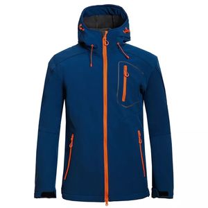 Veste polaire à capuche pour homme, coupe-vent, fermeture éclair, style sportif, manteau d'hiver pour l'extérieur, noir avec bordure orange, coupe classique - Product Image 3