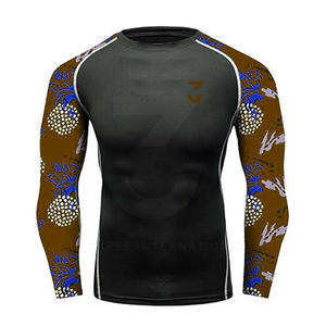High Quality Heat-Transfer Printed <b>Men's</b> Rash Guards Quick Dry Spandex/Polyester <b>Compression</b> Top Comfortable Fit - Product Image 3
