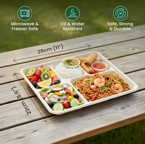 Bandeja Cuadrada de Bagazo para Alimentos con Tapa, Contenedor Desechable Compostable para Llevar, Ecológico, Biodegradable, Uso Casual - Product Image 4