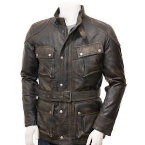 Chaqueta de Cuero Genuino para Hombre, Estilo Urbano, Cuello Alto, Impermeable, Cortavientos, Transpirable y Ligera para Invierno - Product Image 3