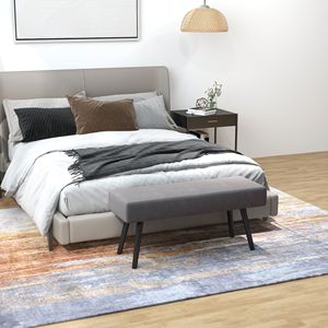Panca Moderna da Camera da Letto Grigia da 99 cm con Gambe in Acciaio e Seduta Imbottita per Fondo Letto - Product Image 2