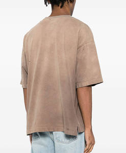 T-shirt d'été oversize en coton épais délavé pour homme, coupe épaules tombantes, style vintage - Product Image 5