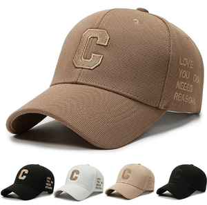 Gorra de Béisbol con Bordado de Letra C en Estilo Waffle, Tela Twill, Unisex, para Exteriores, con Visera Curva, Estilo Moderno - Product Image 1