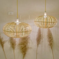 Abat-jour en rotin tissé en bambou de style bohème classique, lampe suspendue LED E26, alimentation secteur, application pour salon