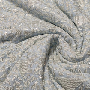 Premium Sequence Embroidery Fabric For Women Fashion Wear Designer <b>Garments</b> Party Wear Dresses Kaftan Abaya Bridal Wear - Product Image 4