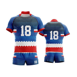 ชุดเสื้อรักบี้สีฟ้าอ่อนสำหรับผู้ชาย พิมพ์ลายธงชาติหมายเลข 18 แขนสั้น ระบายอากาศได้ดี เหมาะสำหรับทุกฤดูกาล - Product Image 2