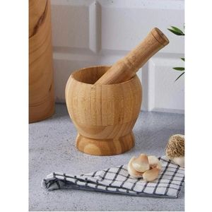 Mortier et pilon en bois d'acacia naturel fait à la main, broyeur d'épices de cuisine, écraseur pour herbes, ail, masala - Outils en bois pour herbes et épices - Product Image 6