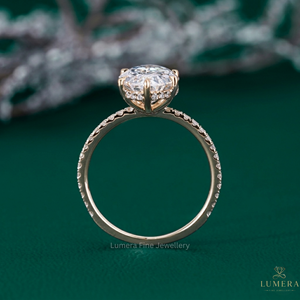 Bague en or avec diamant ovale taillé en escalon de 3,863 carats, cultivé en laboratoire, couleur D E, clarté VVS VS, bijoux fins de qualité supérieure, design sur mesure - Product Image 1
