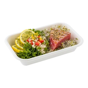 Boîte de boulangerie durable 500 ml en bagasse non blanchie, solution de stockage alimentaire, emballage alimentaire compostable de forme rectangulaire avec couvercle - Product Image 1