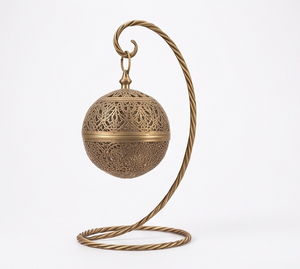 Handmade Metal <b>Incense</b> <b>Cone</b> Holder Hanging Spherical Ball Burner Twisted Gooseneck Stand - Product Image 2