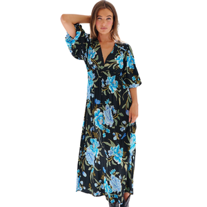 Vestido Maxi con Volantes para Mujer, Vestido Estampado para Vacaciones en la Playa - Product Image 1