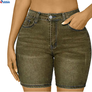 Shorts de Mezclilla Casuales de Verano para Mujer, de Alta Calidad, Cómodos, Color Personalizado, Transpirables, con Bolsillos con Botones, Estilo Vintage, Marca BOBBIN INDUSTRIES - Product Image 1