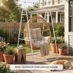 Heavy Duty Solid Steel A-Frame Stand for Hanging <b>Hammocks</b> & Egg Chairs Max Load 330 LBS White Color - Product Image 2