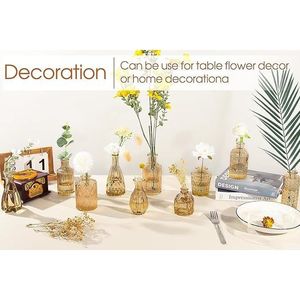 Set di 12 Vasi Dorati Ambra Piccoli Vintage in Ceramica e Porcellana per Fiori e Centrotavola - Confezione Bulk - Product Image 2