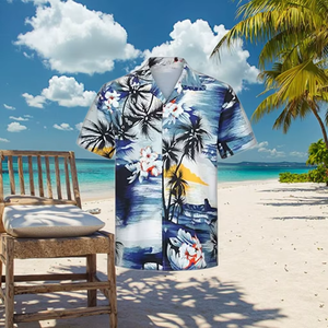 Chemise hawaïenne personnalisée avec logo pour homme, manches courtes, imprimé estival, chemise décontractée de plage - Product Image 4