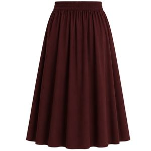 Conjunto de dos piezas para mujer, blusa de manga larga y falda maxi, color melocotón y marrón chocolate, con botones, cintura alta, estilo modesto. - Product Image 2